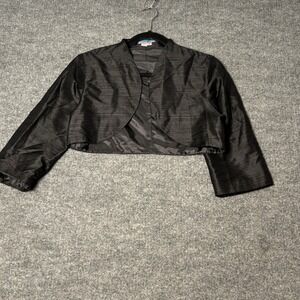 Kimera Black Cropped Bolero Jacket Shrug Slub Texture Made in USA Womens Medium